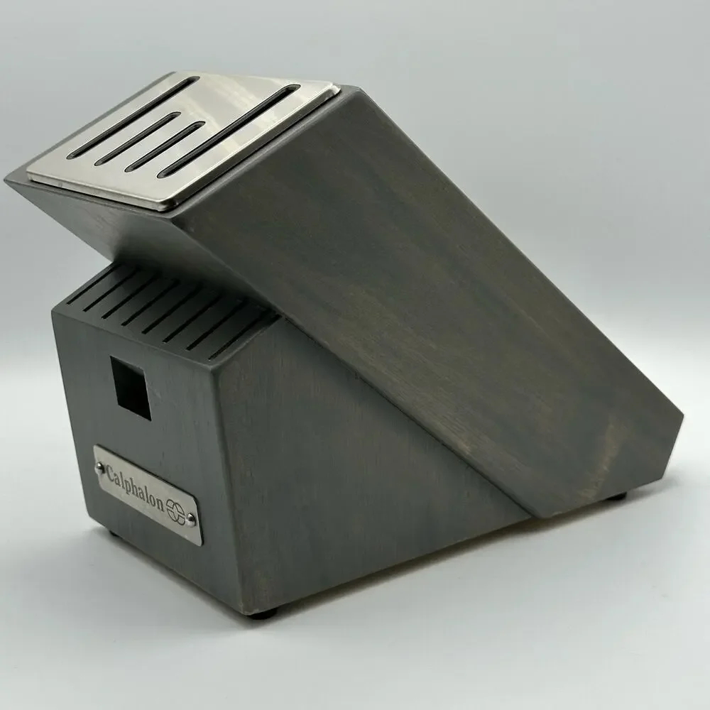 Calphalon Sharpening Knife Block 14 Slot Self Sharpen Gray Wood Finish NEW - Picture 5 of 7